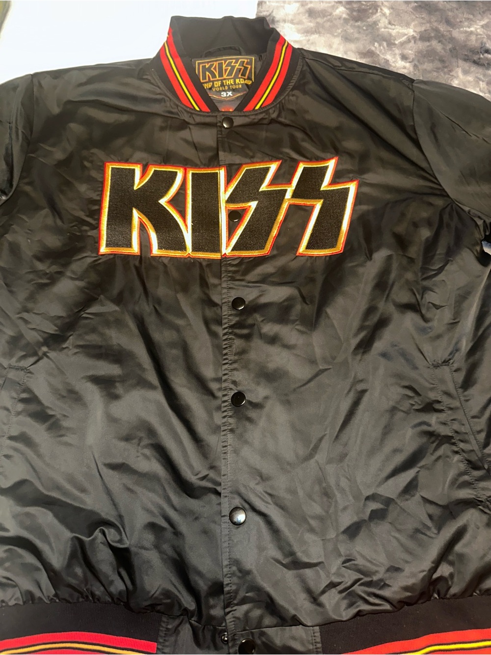Kiss Black “EOTR” Satin Bomber with Red and Yellow Trim (Limited Edition)